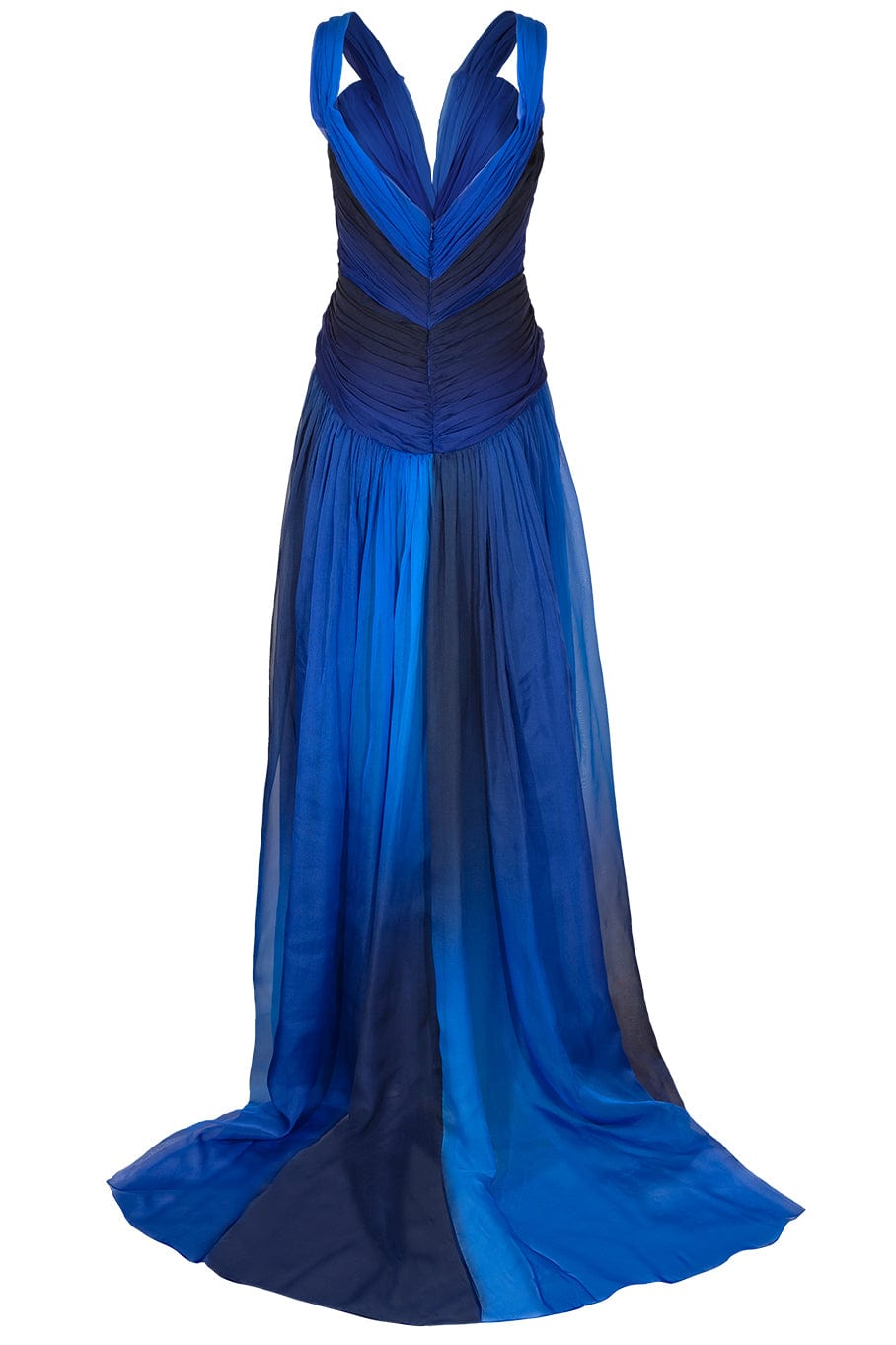 PAMELLA ROLAND-Off The Shoulder Pleated Ombre Gown-