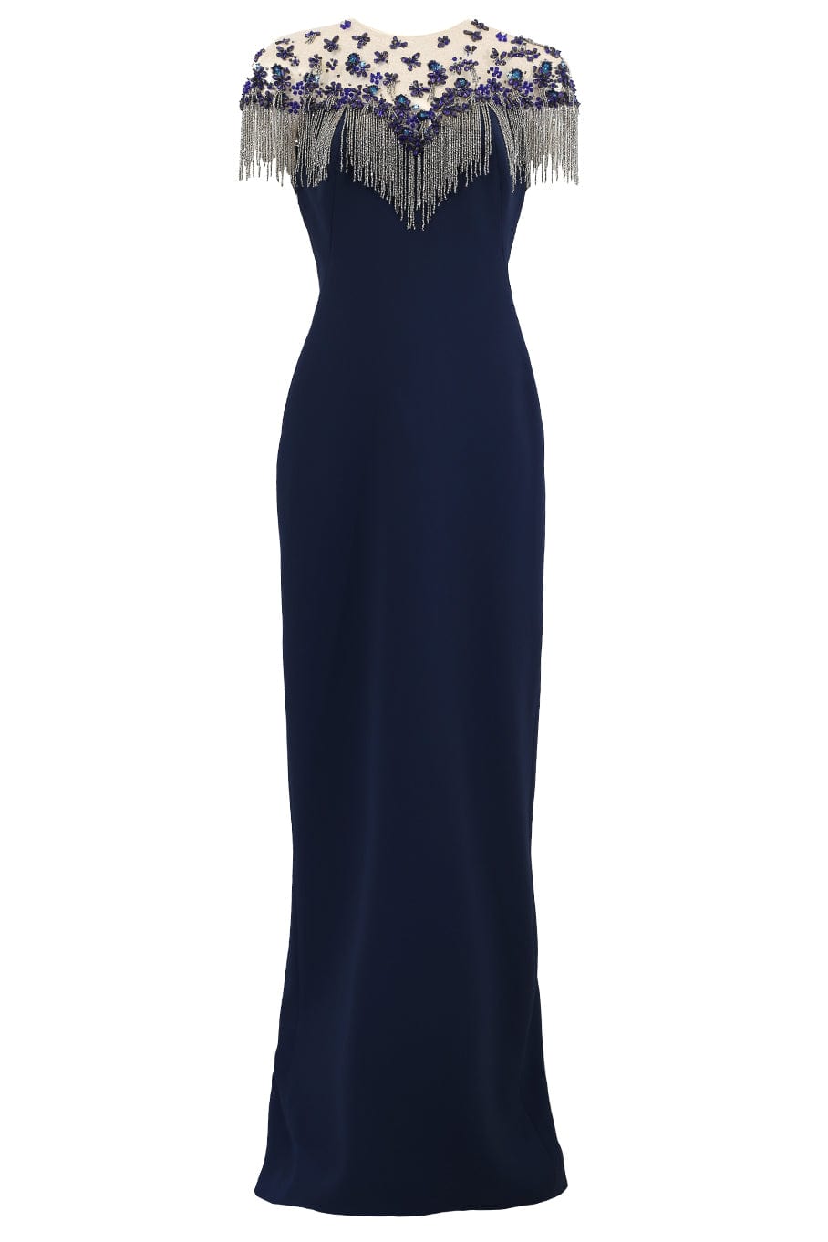 Embroidery Gown With Beaded Fringe | PAMELLA ROLAND Marissa Collections Embroidery Gown With Beaded Fringe | PAMELLA ROLAND Marissa Collections