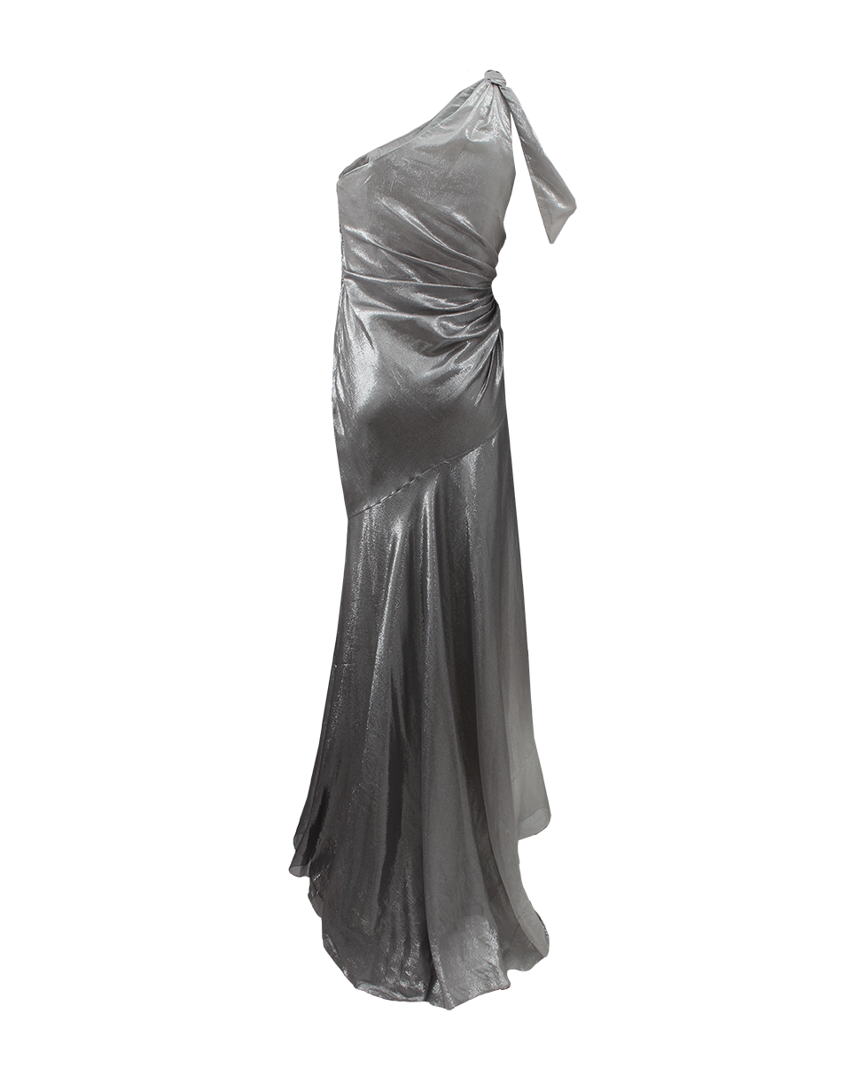 PAMELLA ROLAND-One Shoulder Metallic Gown-