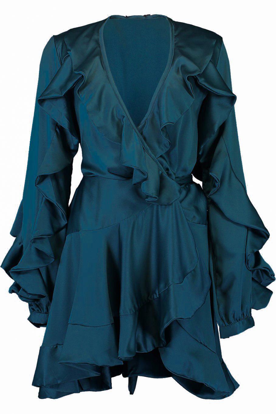 Ruffle Sleeve Mini Wrap Dress Ruffle Sleeve Mini Wrap Dress