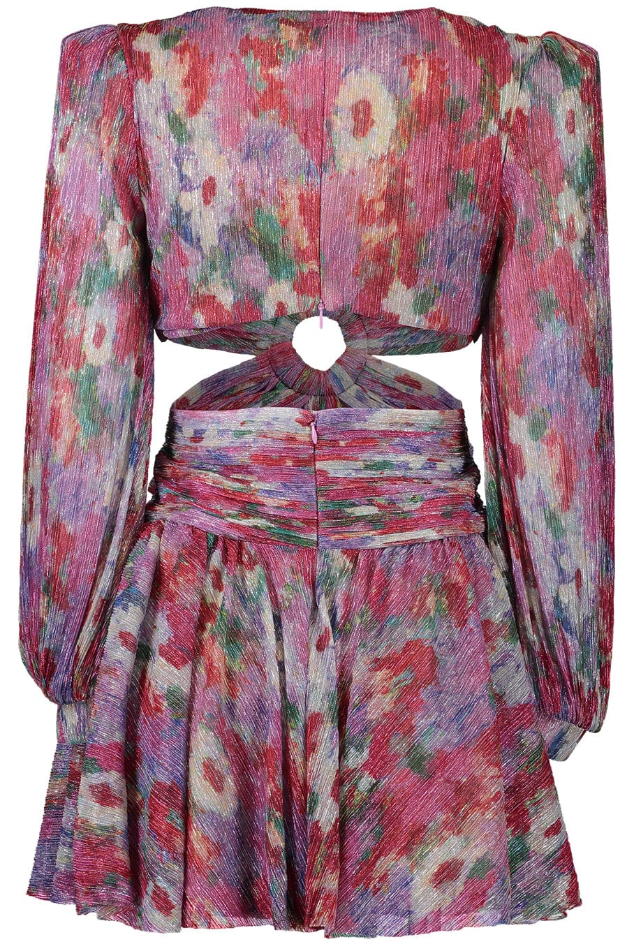 PATBO-Printed Lurex Cutout Mini Dress-