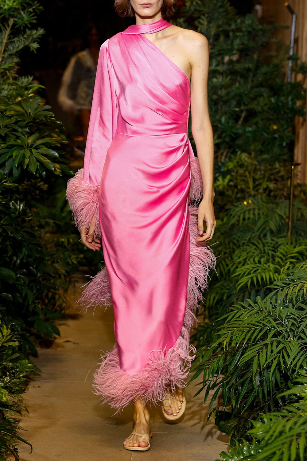 PATBO-Feather Trimmed Oscar Dress-