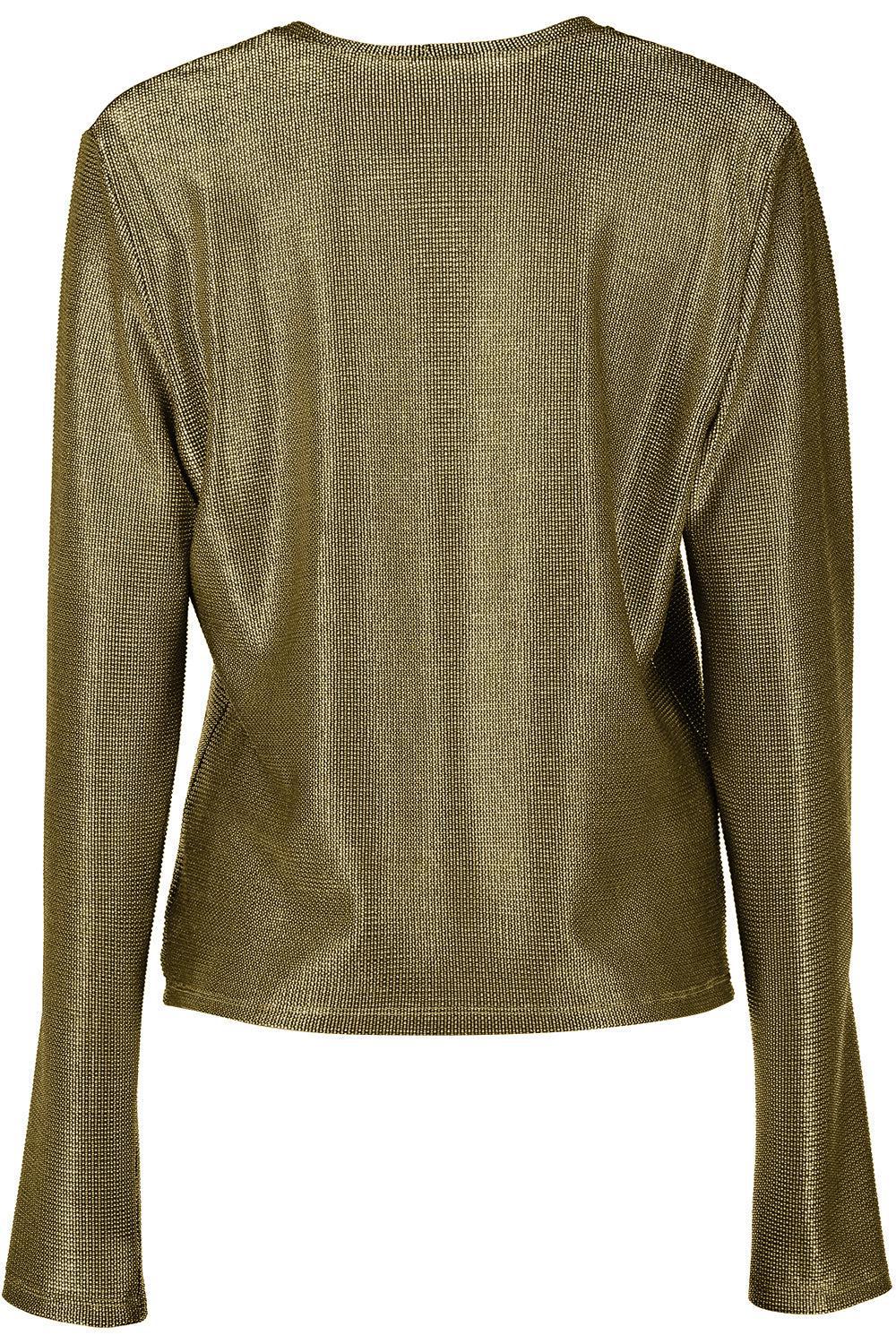 Long Sleeve Tee - Gold Mesh-GOLD-P-CLOTHINGTOPBLOUSE-PETER COHEN