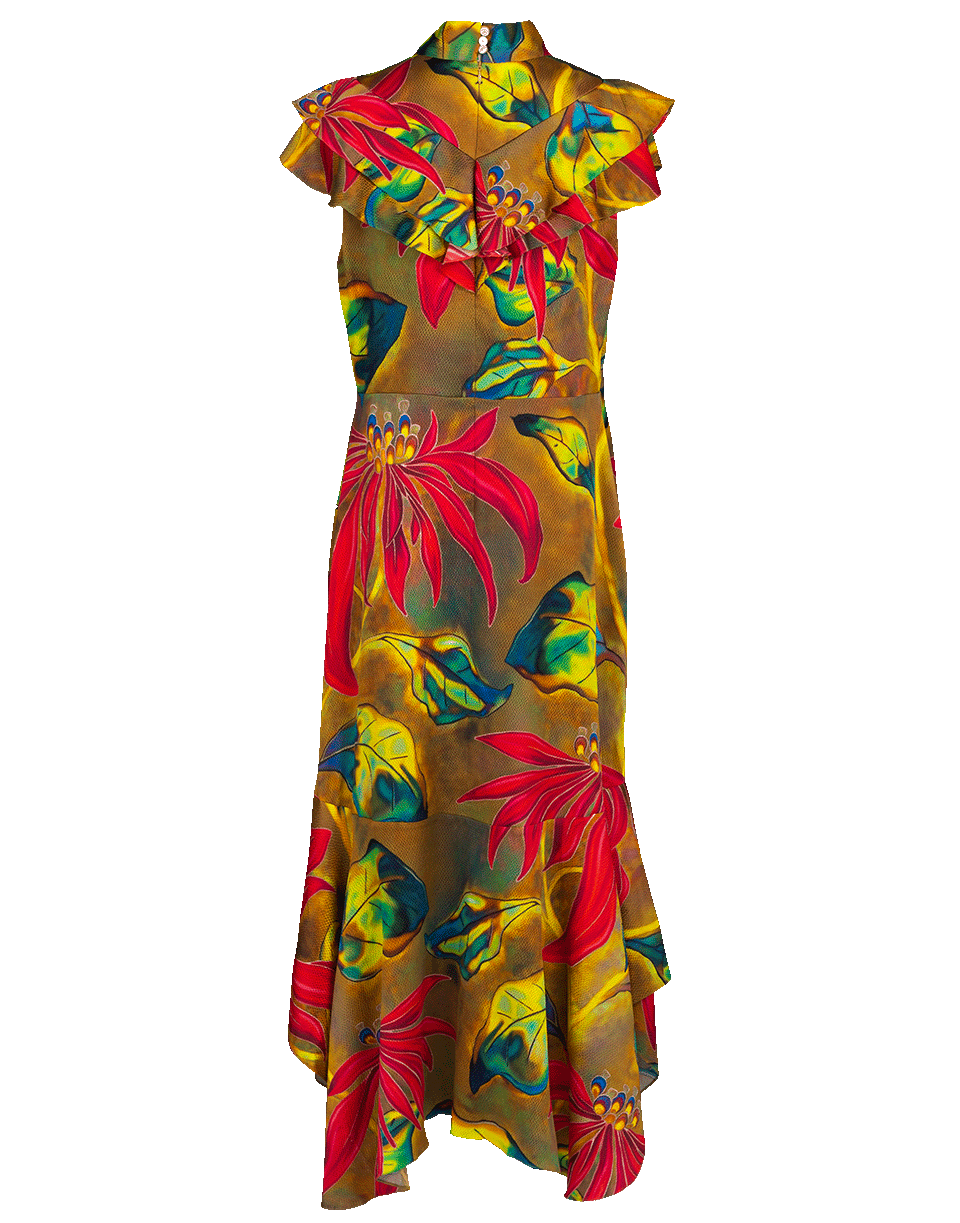 PETER PILOTTO-Silk Ruffle Midi Dress-