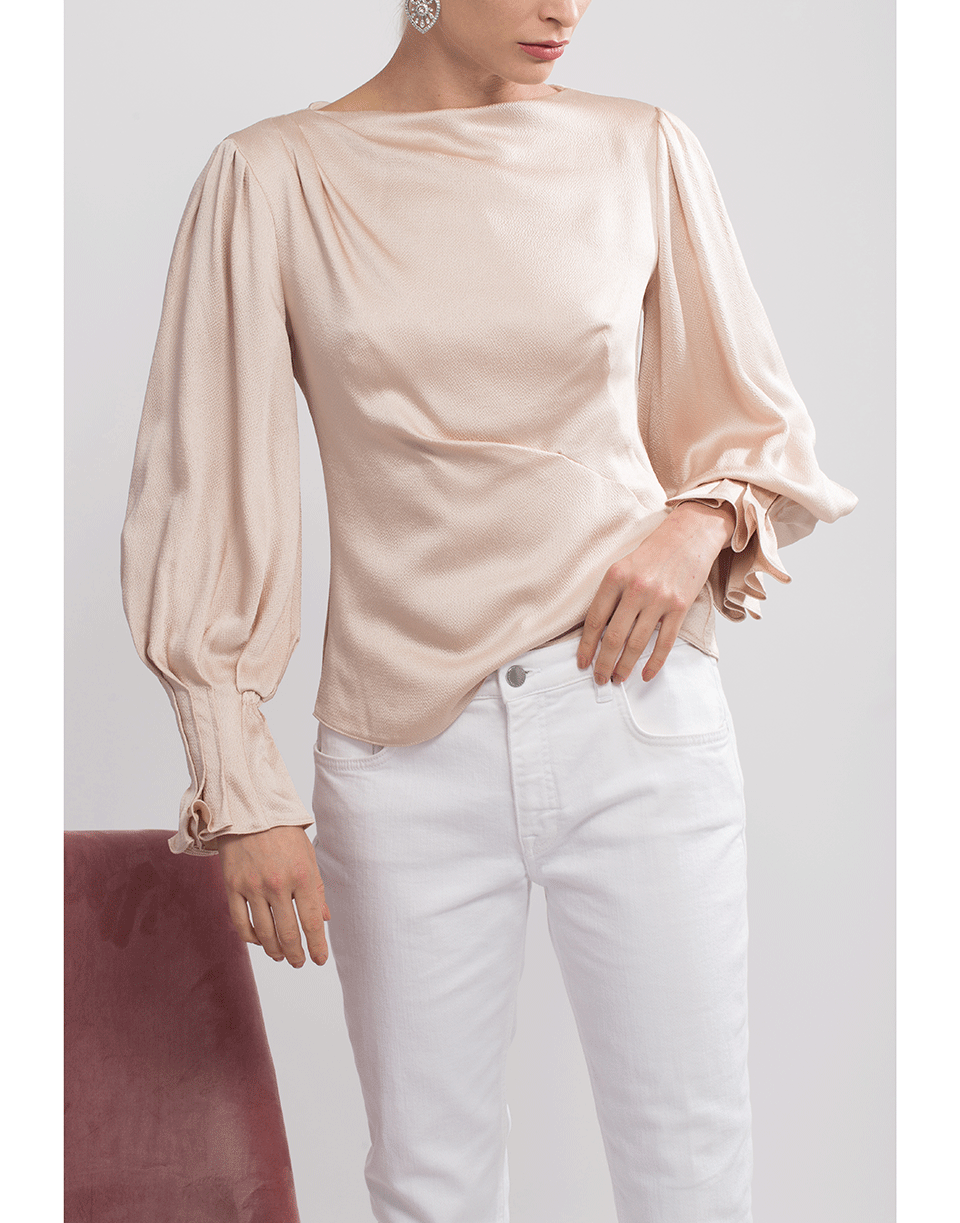 PETER PILOTTO-Hammered Satin Draped Blouse-