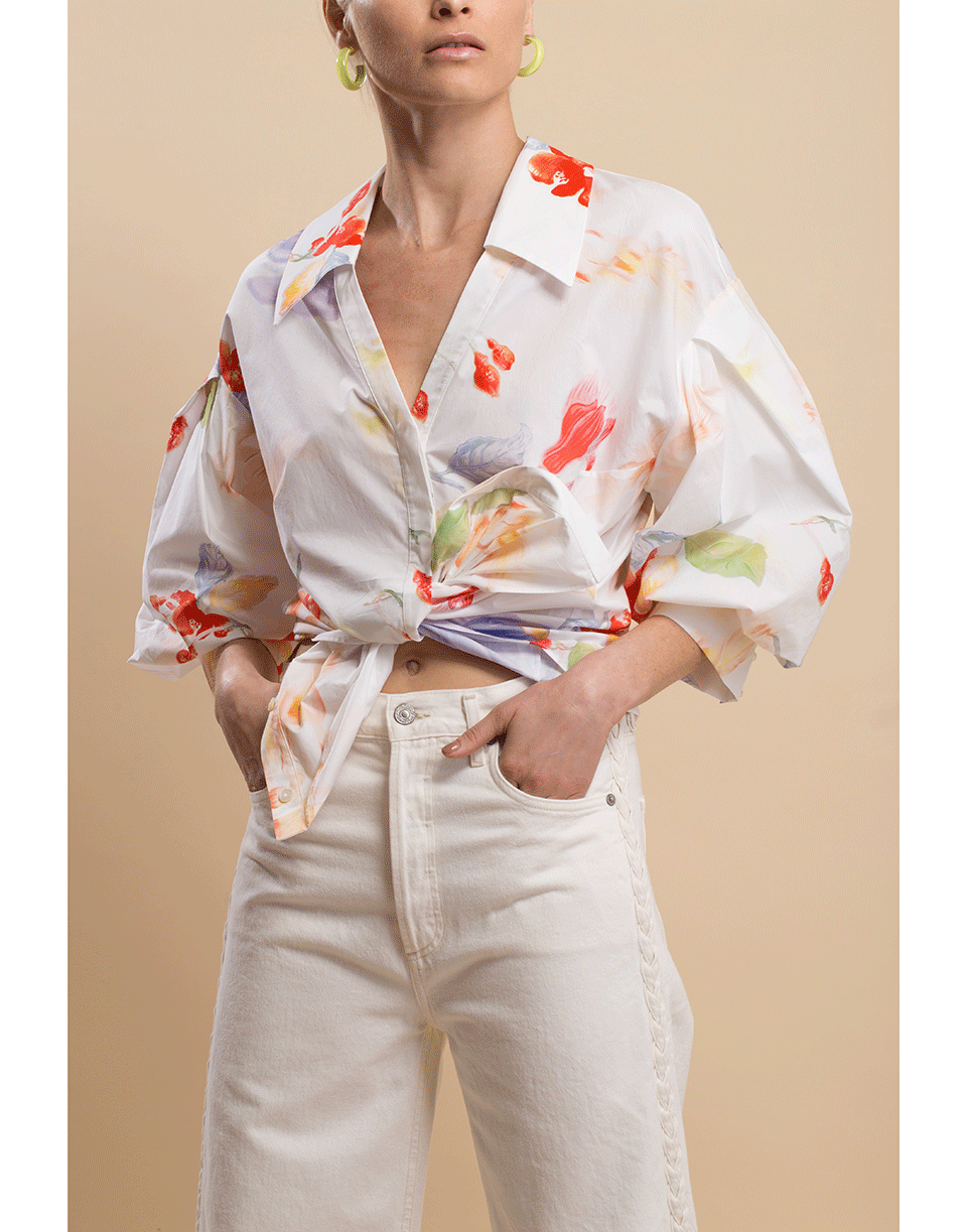 PETER PILOTTO-Oversized Collar Printed Shirt-