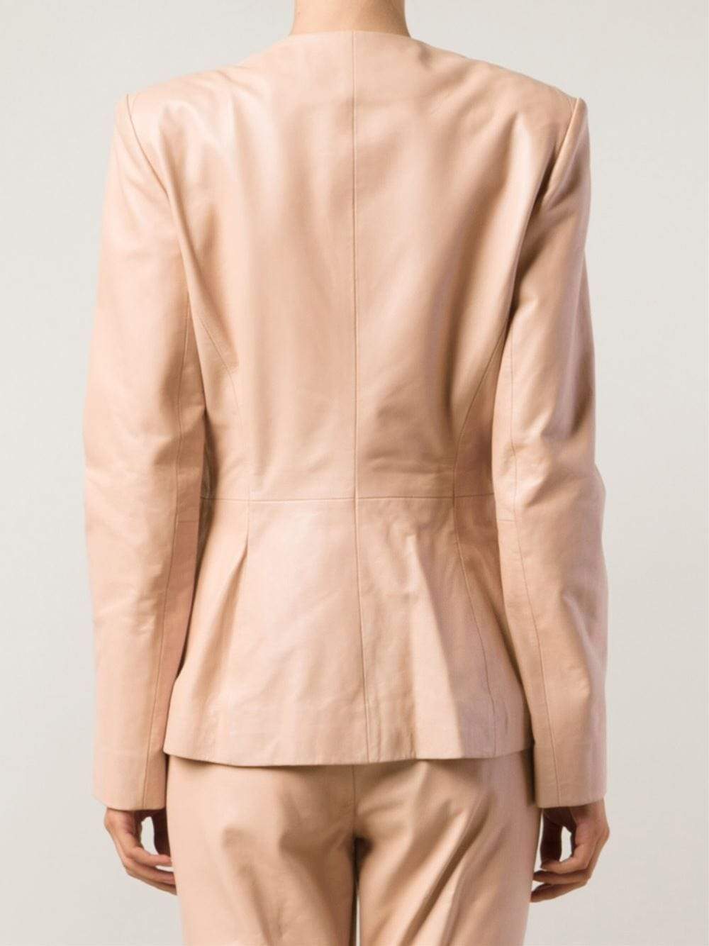 PHILOSOPHY-Leather Jacket With Rose Gold-