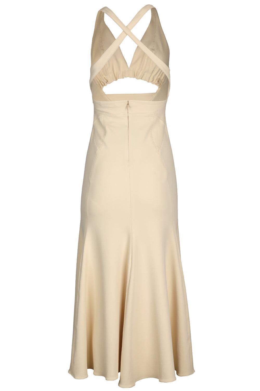 Cut Out Halter Dress-CREAM-34-CLOTHINGDRESSCOCKTAIL-RABANNE