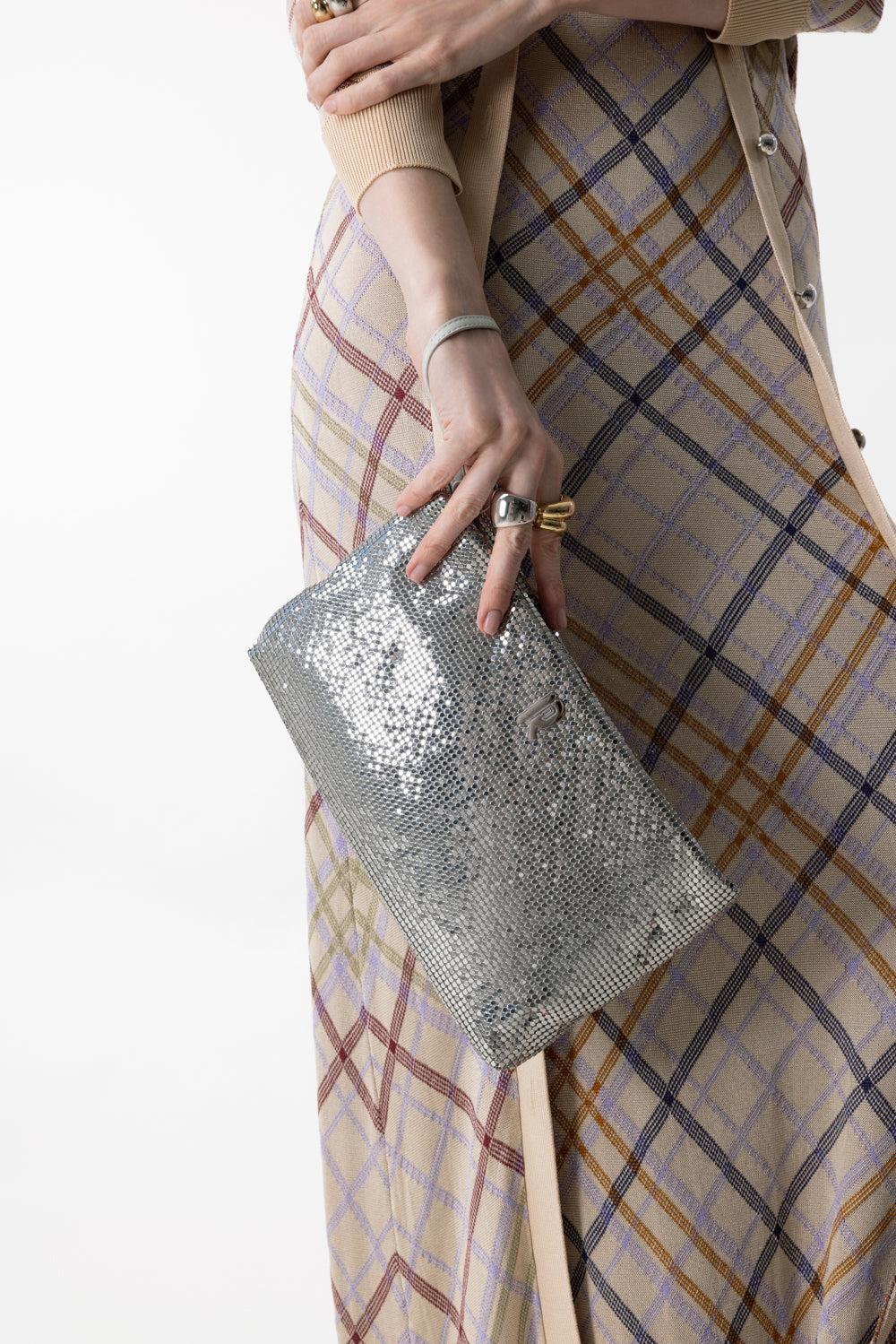 METALLIC WRISTLET CLUTCH - SILVER-SILVER-O/S-HANDBAGCLUTCHES-RABANNE