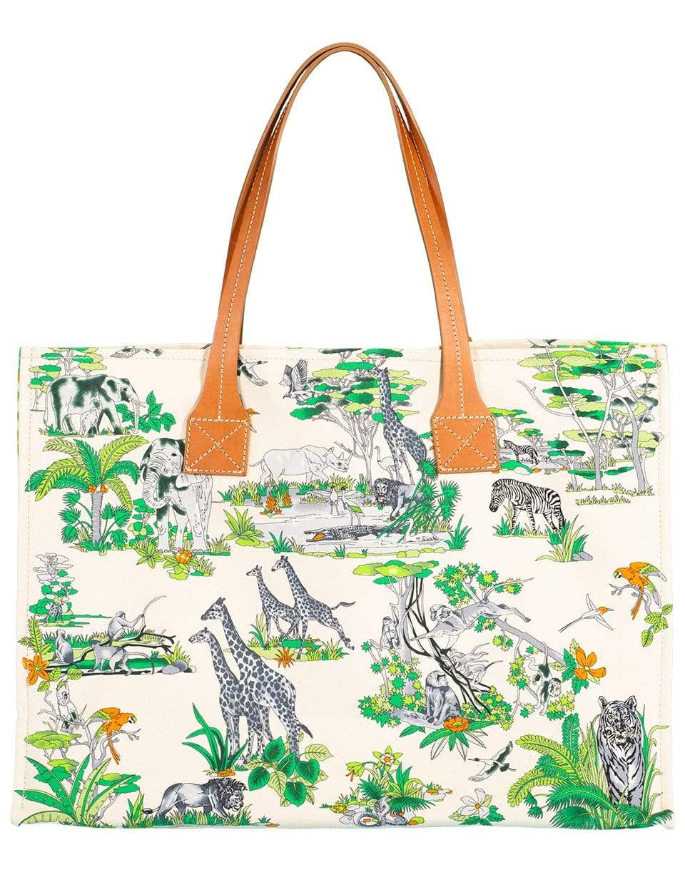 RANI ARABELLA-Safari Printed Canvas Tote-LIME