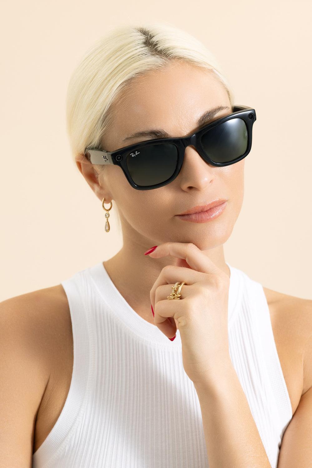 Meta Wayfarer Sunglasses - Shiny Black Green-BLACK-ACCESSORIESUNGLASSES-RAY-BAN