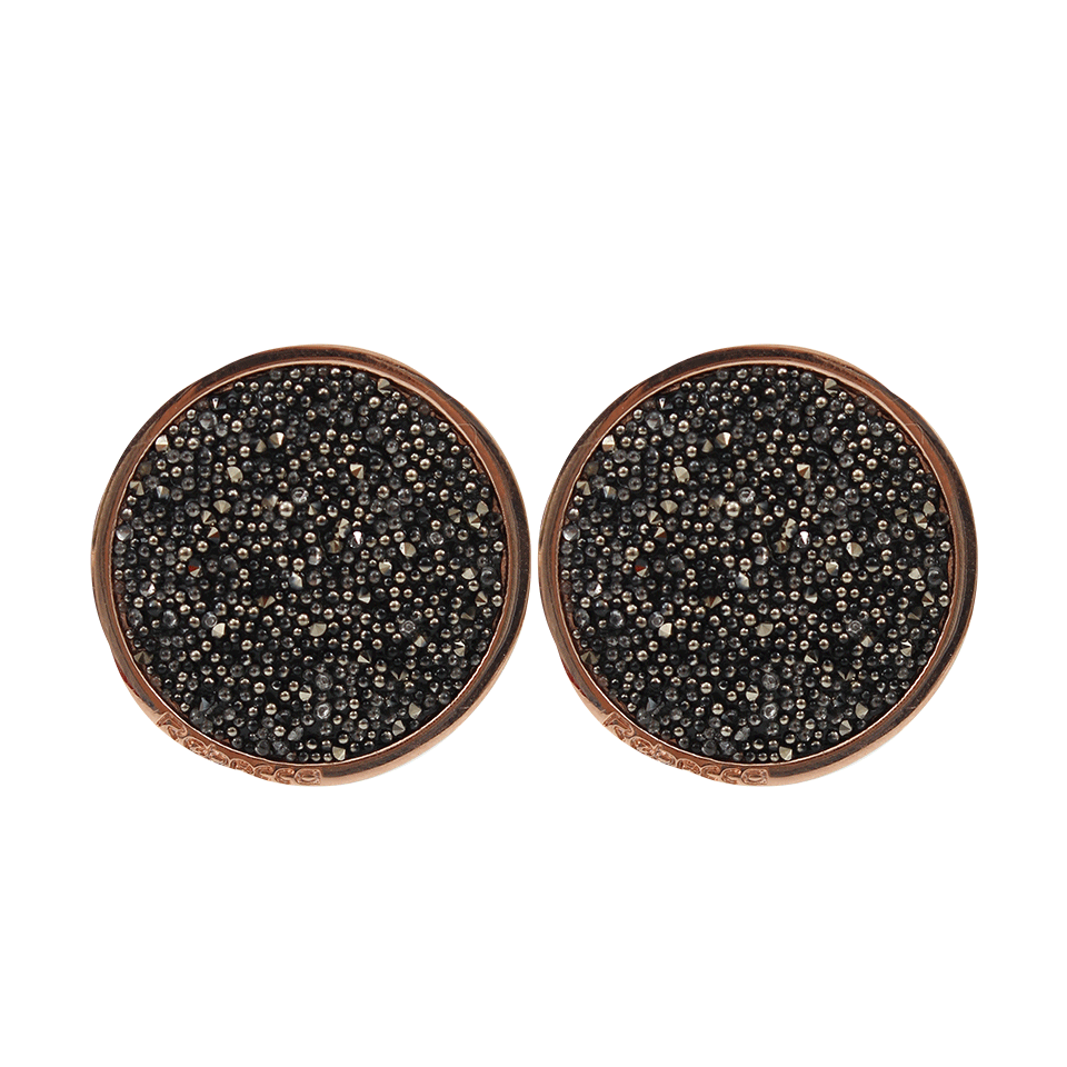 REBECCA-Black Swarovski Crystal Circle Clip Earrings-BRONZE