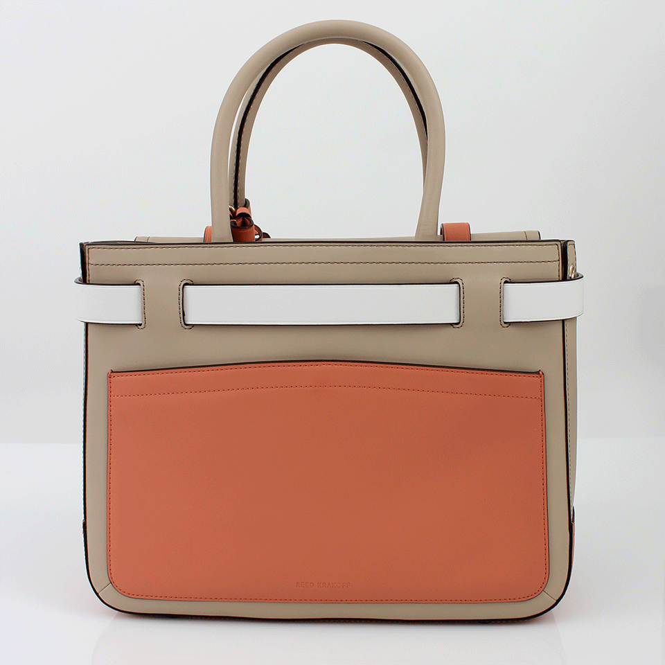 REED KRAKOFF-Colorblock Boxer Bag-SLMN/WHT