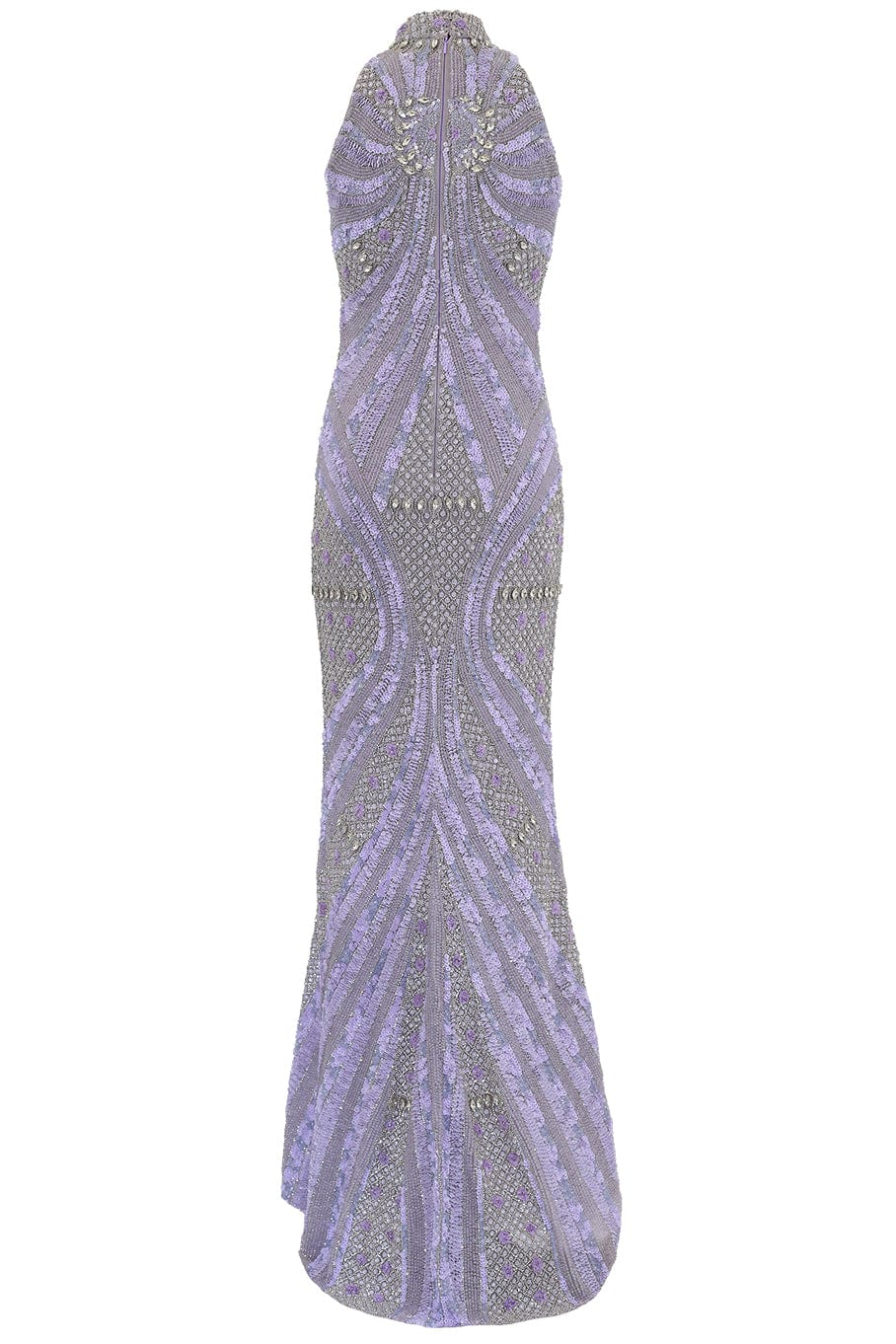 REEM ACRA-Halter Neck Beaded Gown-