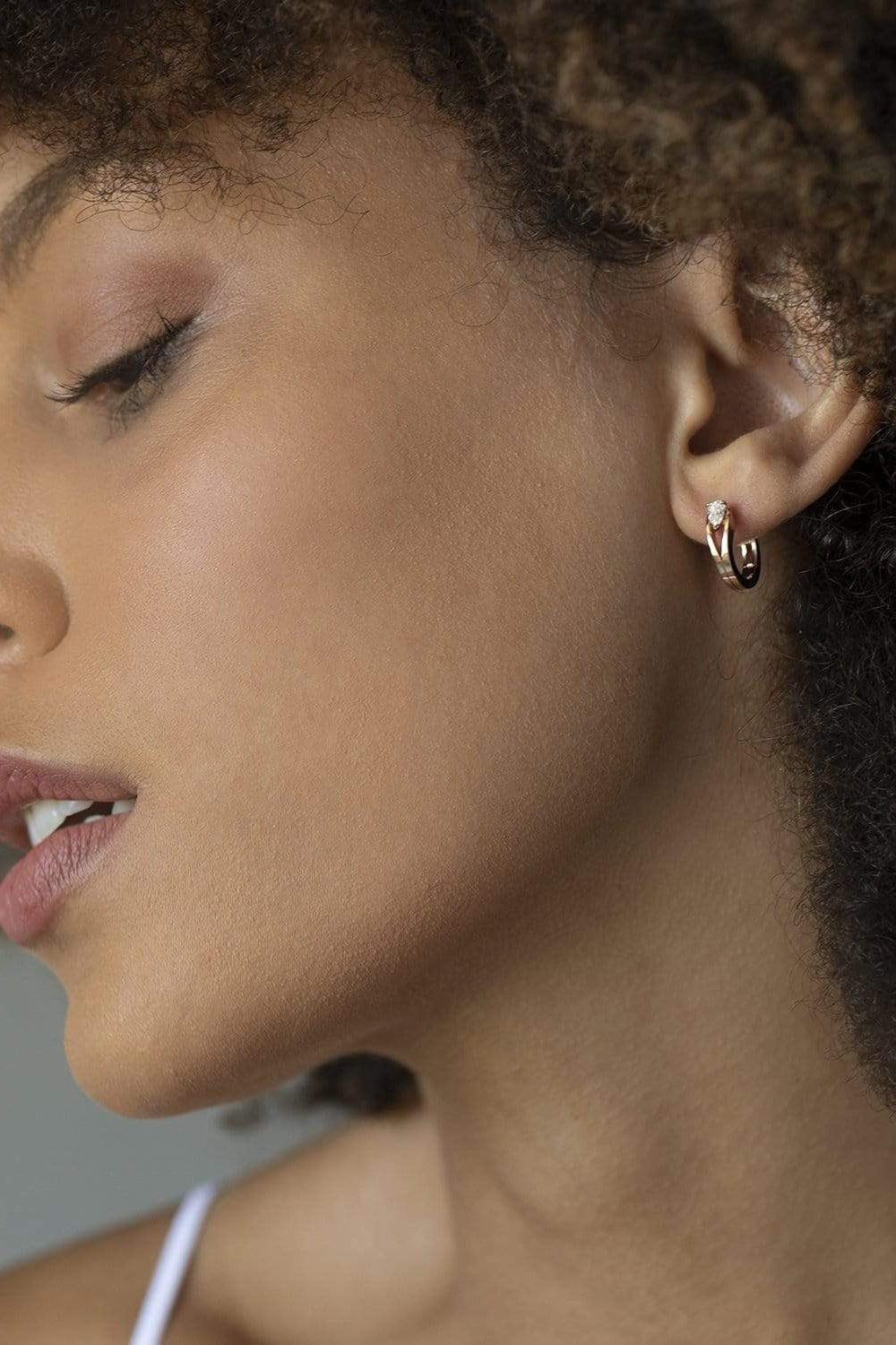 REPOSSI-Serti Inverse Small Diamond Hoop - Rose Gold-ROSE GOLD