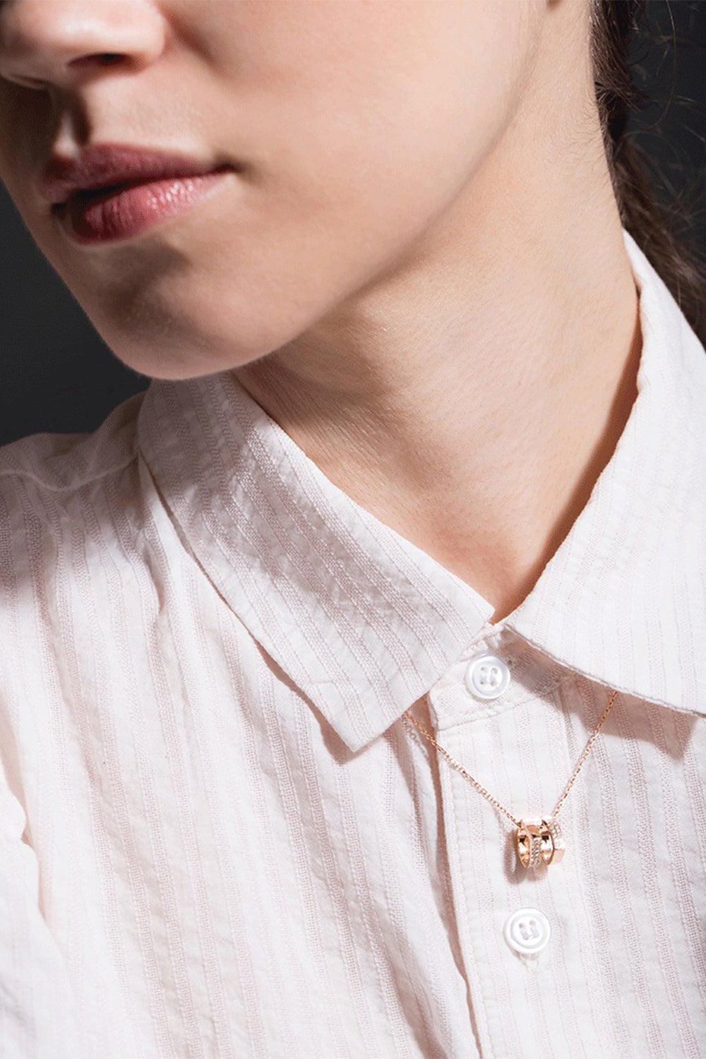 REPOSSI-Antifer Pave Diamond Pendant Necklace-ROSE GOLD