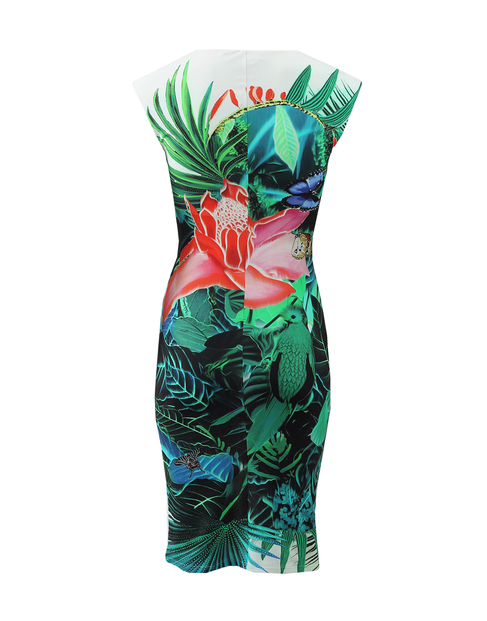 ROBERTO CAVALLI-V-Neck Tropical Dress-