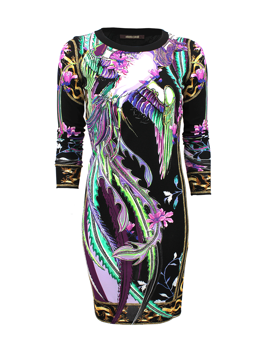roberto cavalli long sleeve dress Floral Print Crewneck smarttag_collection_filter:Overalls Painted Finish:Vintage White refined details IDALL Wedding Guest Dresses,Prom