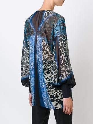 ROBERTO CAVALLI-Cuffed Print Blouse-
