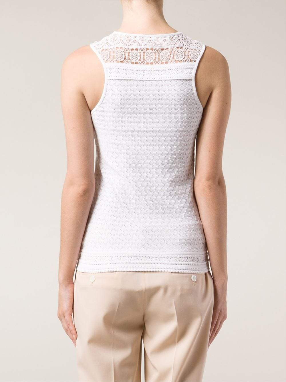 ROBERTO CAVALLI-Crewneck Textured Knit Tank-