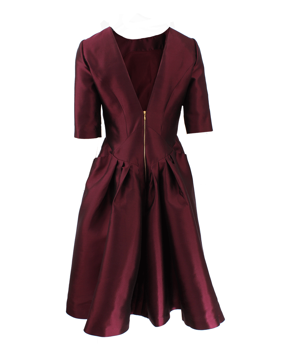 ROCHAS-Elbow Sleeve Cocktail Dress-CLARET