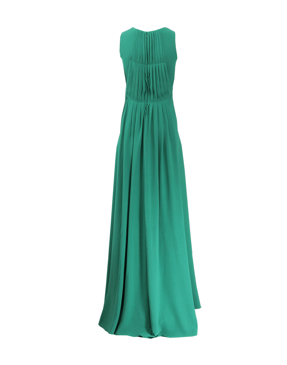ROCHAS-Pleated V-Neck Gown-GREEN