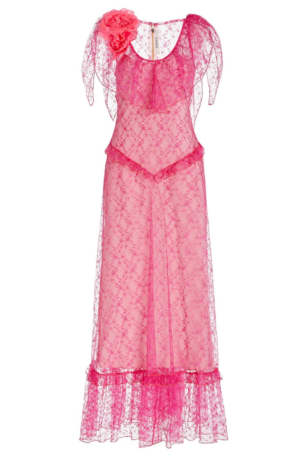 RODARTE: Floral Lace Dress With Ruffle Details