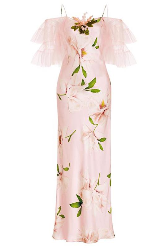 rodarte pink floral dress Rodarte Floral Lace Ruffled Dress | Pink