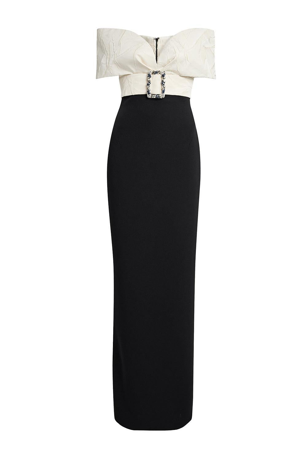SAFIYAA: Abike Gown - Ivory Black SAFIYAA: Abike Gown - Ivory Black