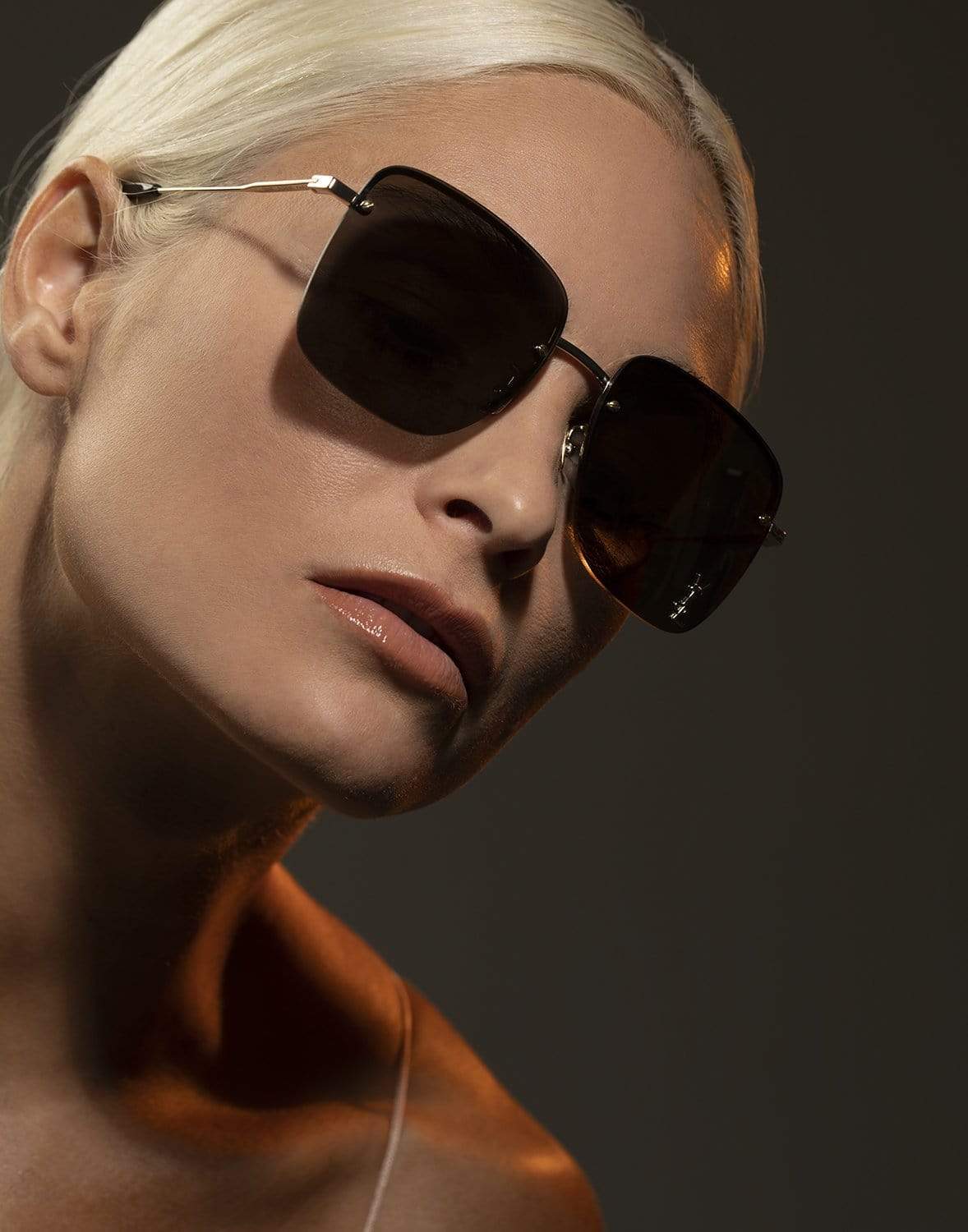 SAINT LAURENT-Square Sunglasses-GOLD/ORN