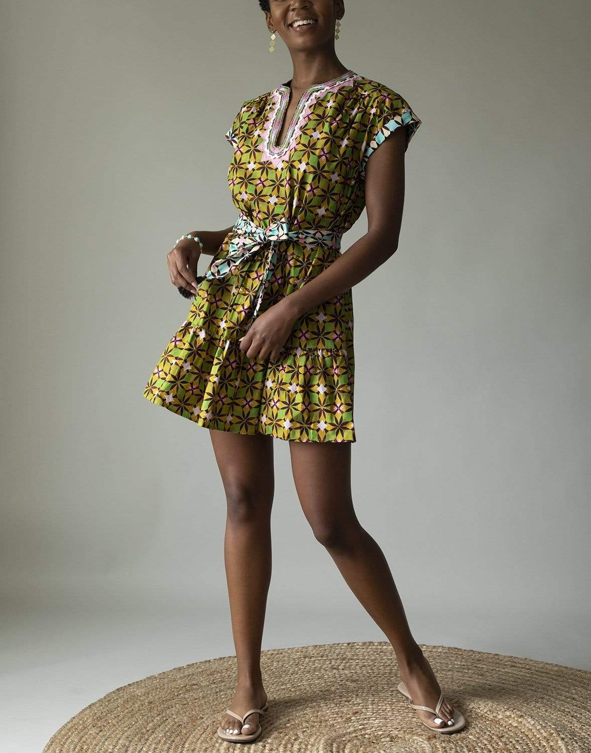 SALONI-Azure Tile Print Ashley B Dress-