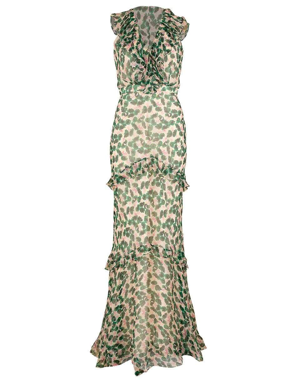 Saloni Rita Crinkled Printed Silk Maxi Dress