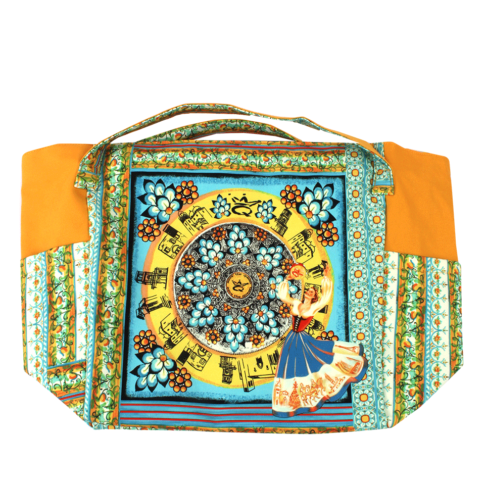 SAVE THE QUEEN-Floral Print Handbag-YELLOW