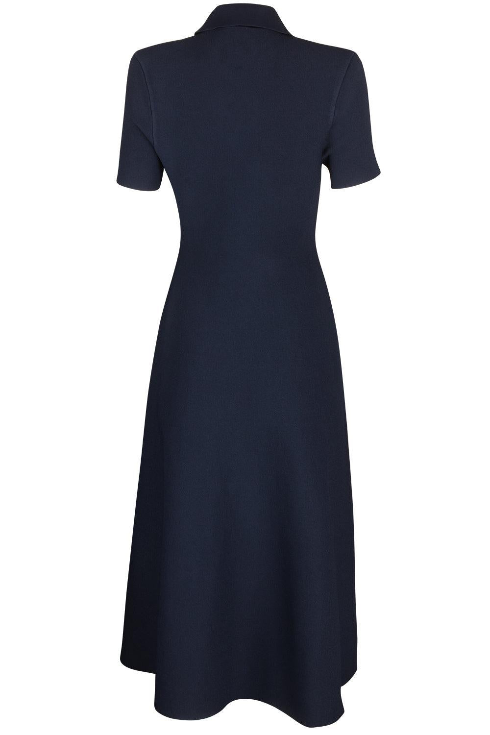 Collared Midi Shirt Dress - Navy-NAVY-S-CLOTHINGDRESSCASUAL-SCANLAN THEODORE