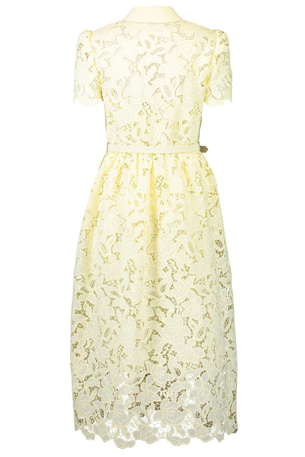 Collared Midi Dress-YELLOW-4-CLOTHINGDRESSCASUAL-self-portrait