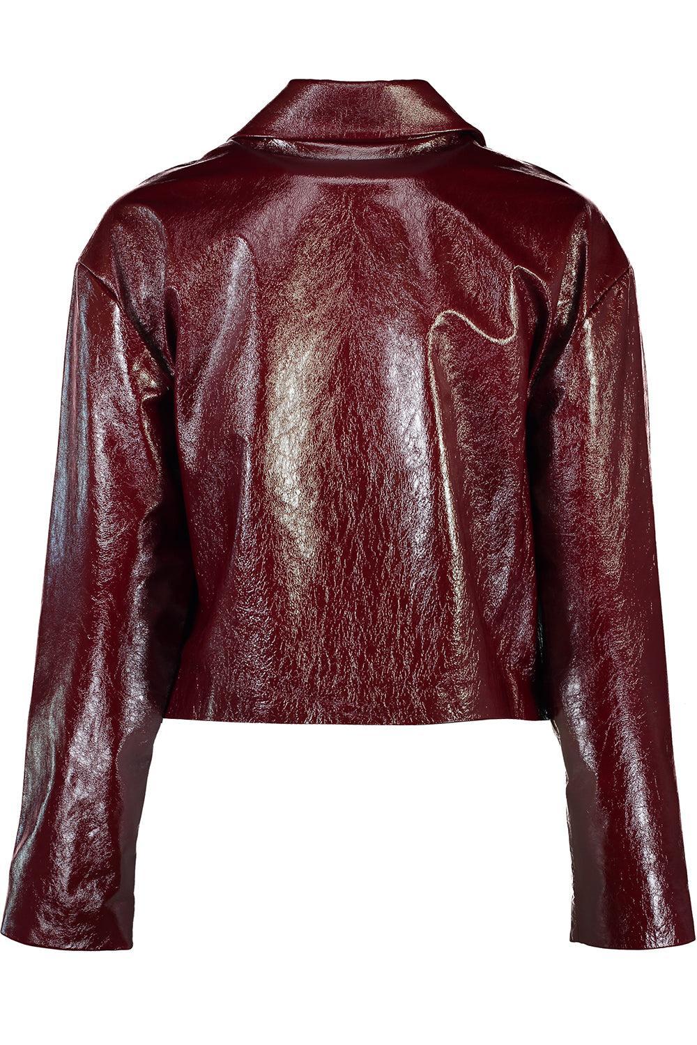 Button Front Crop Jacket-BURGUNDY-4-CLOTHINGJACKETLEATHER-self-portrait