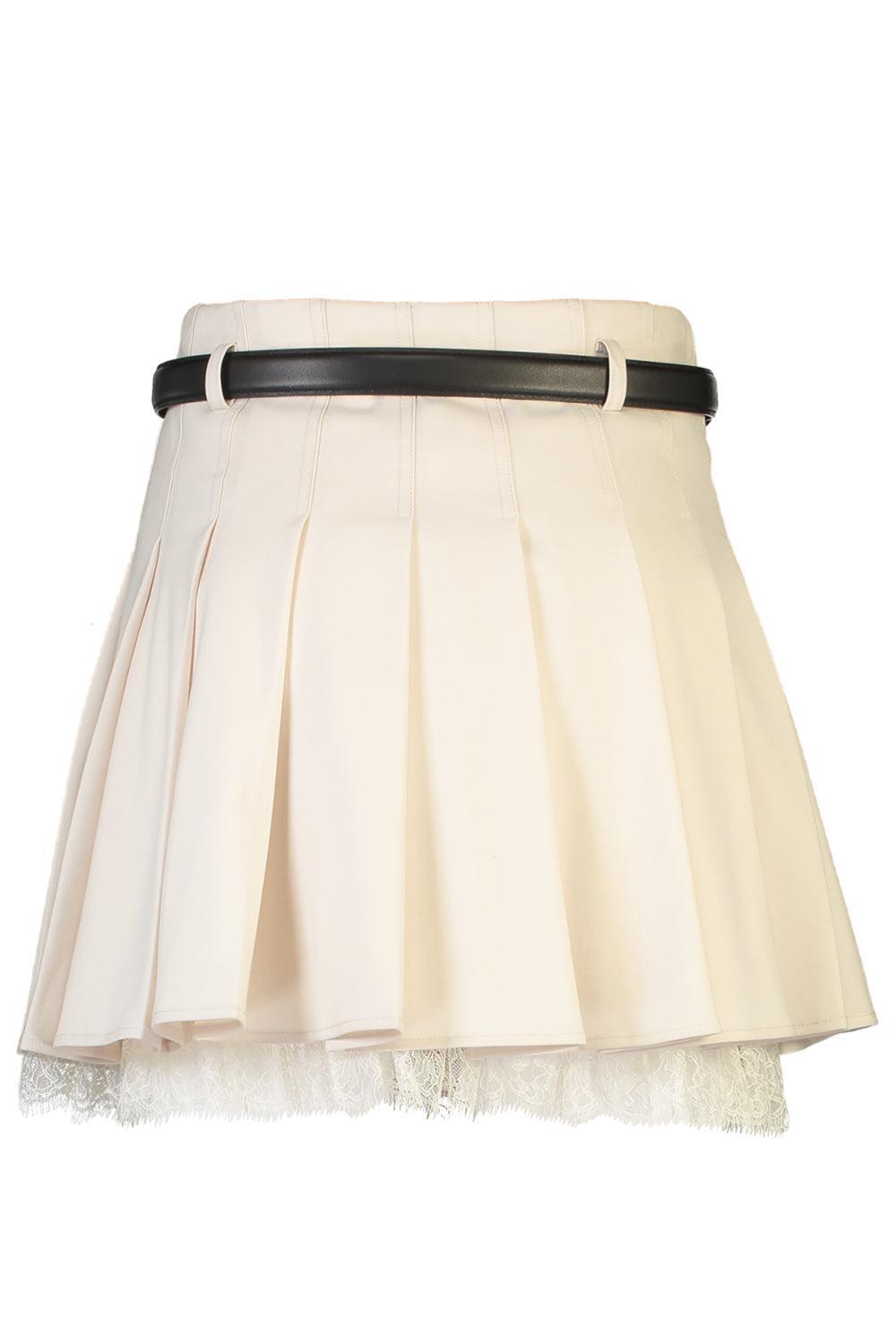 Pleated Mini Skirt-CREAM-0-CLOTHINGSKIRTMINI-self-portrait