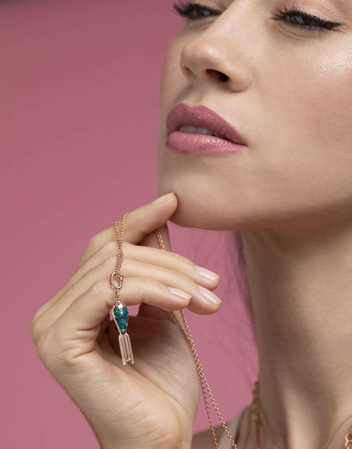 SELIM MOUZANNAR-Ruby Fish Pednant-ROSE GOLD