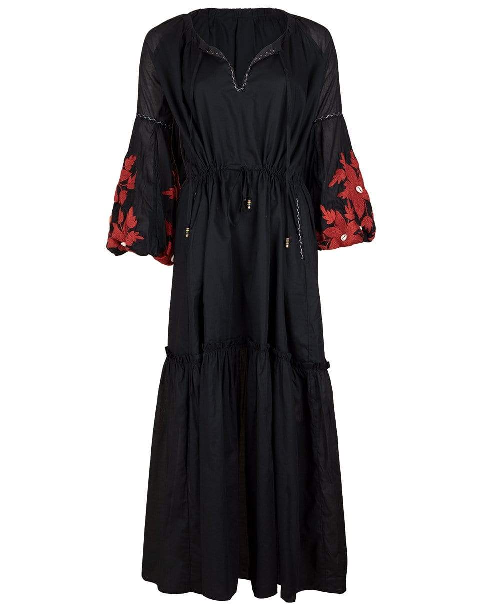 Balloon Sleeve Embroidered Maxi Dress | SENSI STUDIO