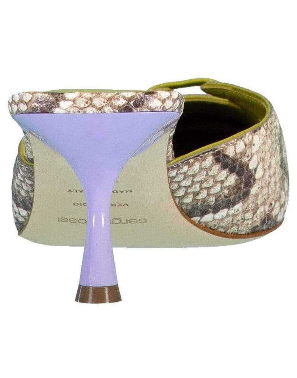 SERGIO ROSSI-Snakeskin Print Square Toe Mules-