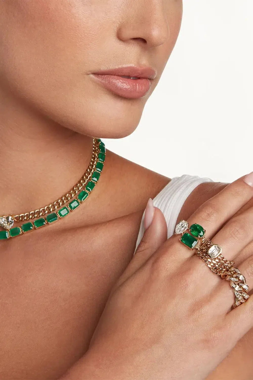 SHAY JEWELRY-DIAMOND BAGUETTE ESSENTIAL LINK RING-ROSE GOLD