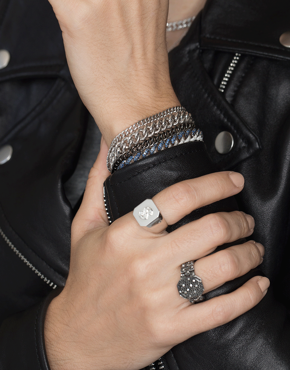 SHAY JEWELRY-Initial Champion Signet Ring-WHITE GOLD