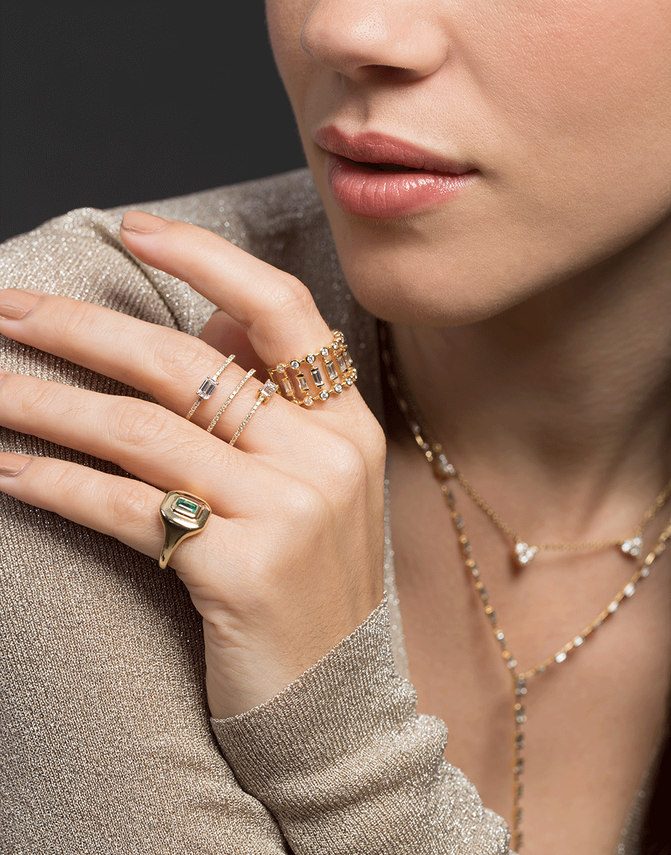 SHAY JEWELRY-Emerald Baguette Pinky Ring-YELLOW GOLD