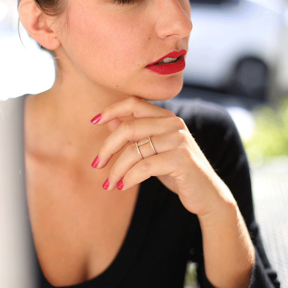 SHAY JEWELRY-Baguette Diamond H Ring-YELLOW GOLD