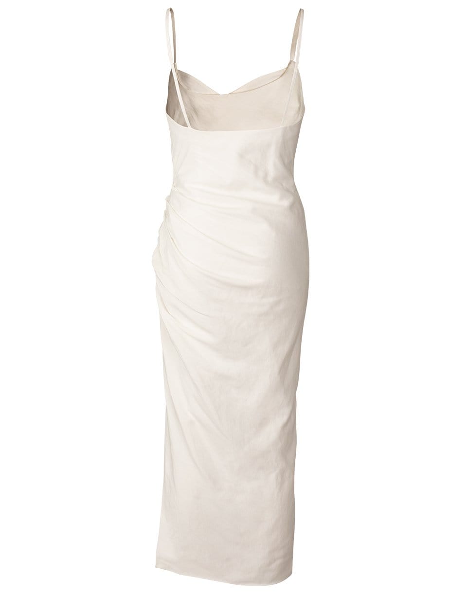 SIMKHAI-White Ariel Draped Linen Gown-