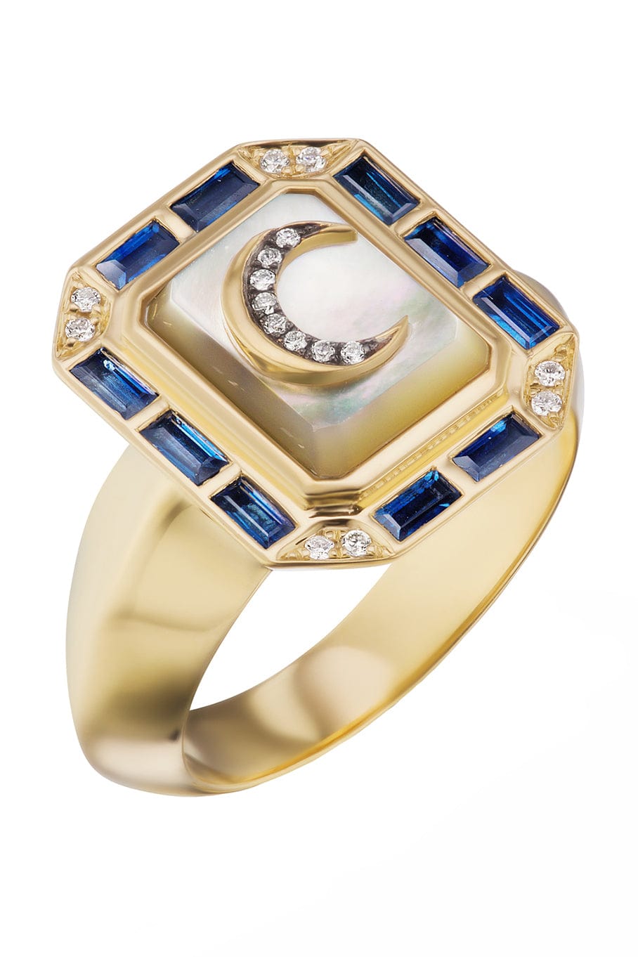 SORELLINA-La Luna Signet Ring-YELLOW GOLD