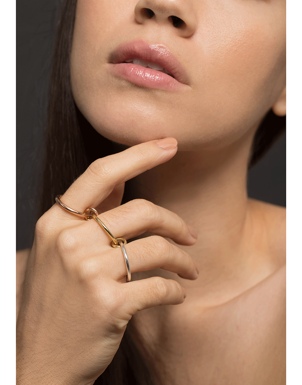 SPINELLI KILCOLLIN-Tri-Color Three Link Azalea Rings-ROSE GOLD