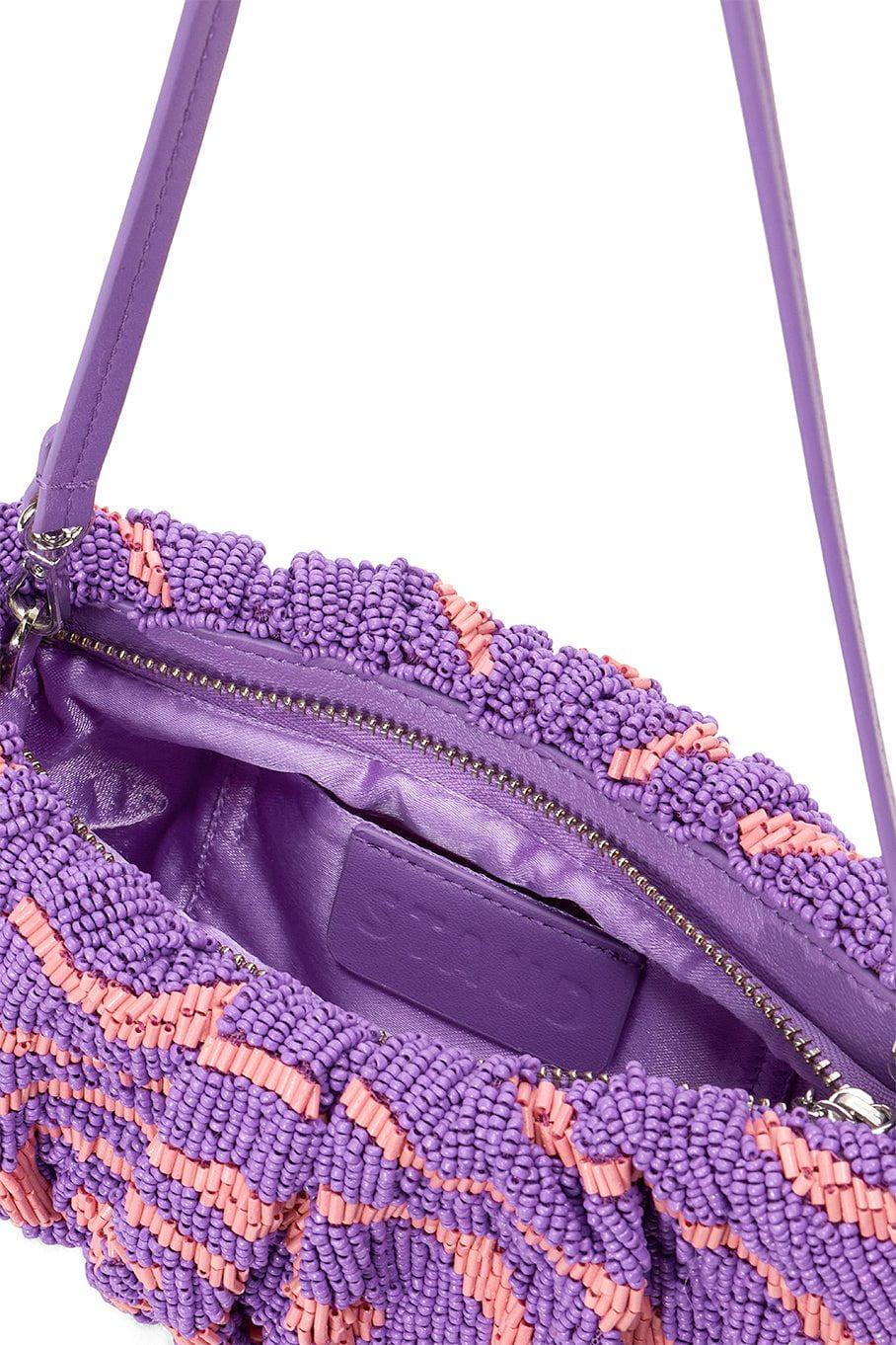 STAUD-Beaded Bean Convertible Bag-AMETHYST ACID SWIRL