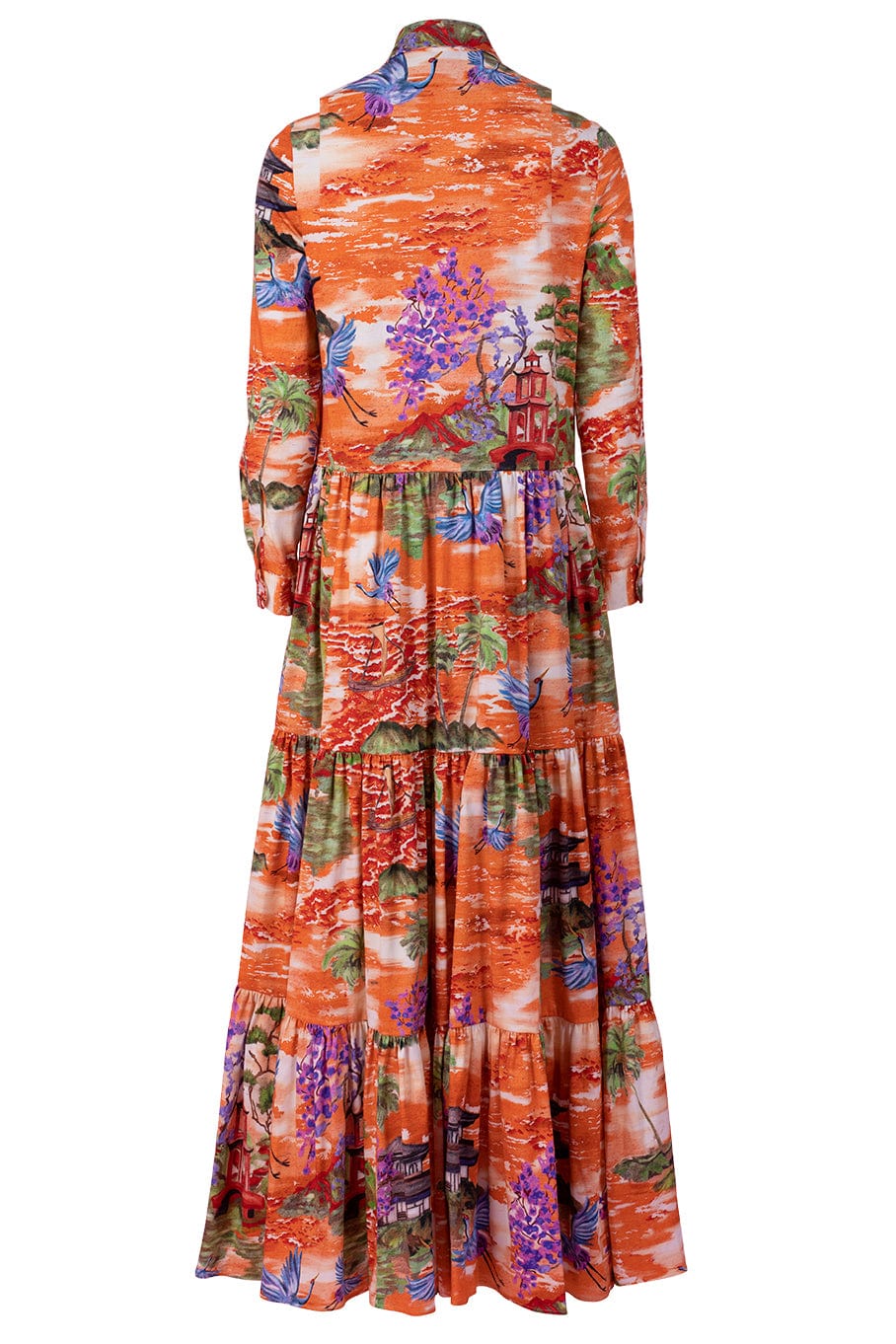 STELLA JEAN-Long Sleeve Printed Maxi Dress-