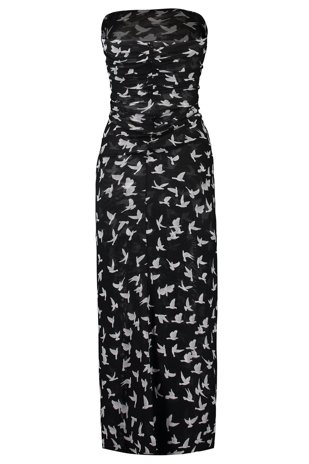 Dove Print Strapless Dress-BLACK-XS-CLOTHINGDRESSCASUAL-STELLA MCCARTNEY